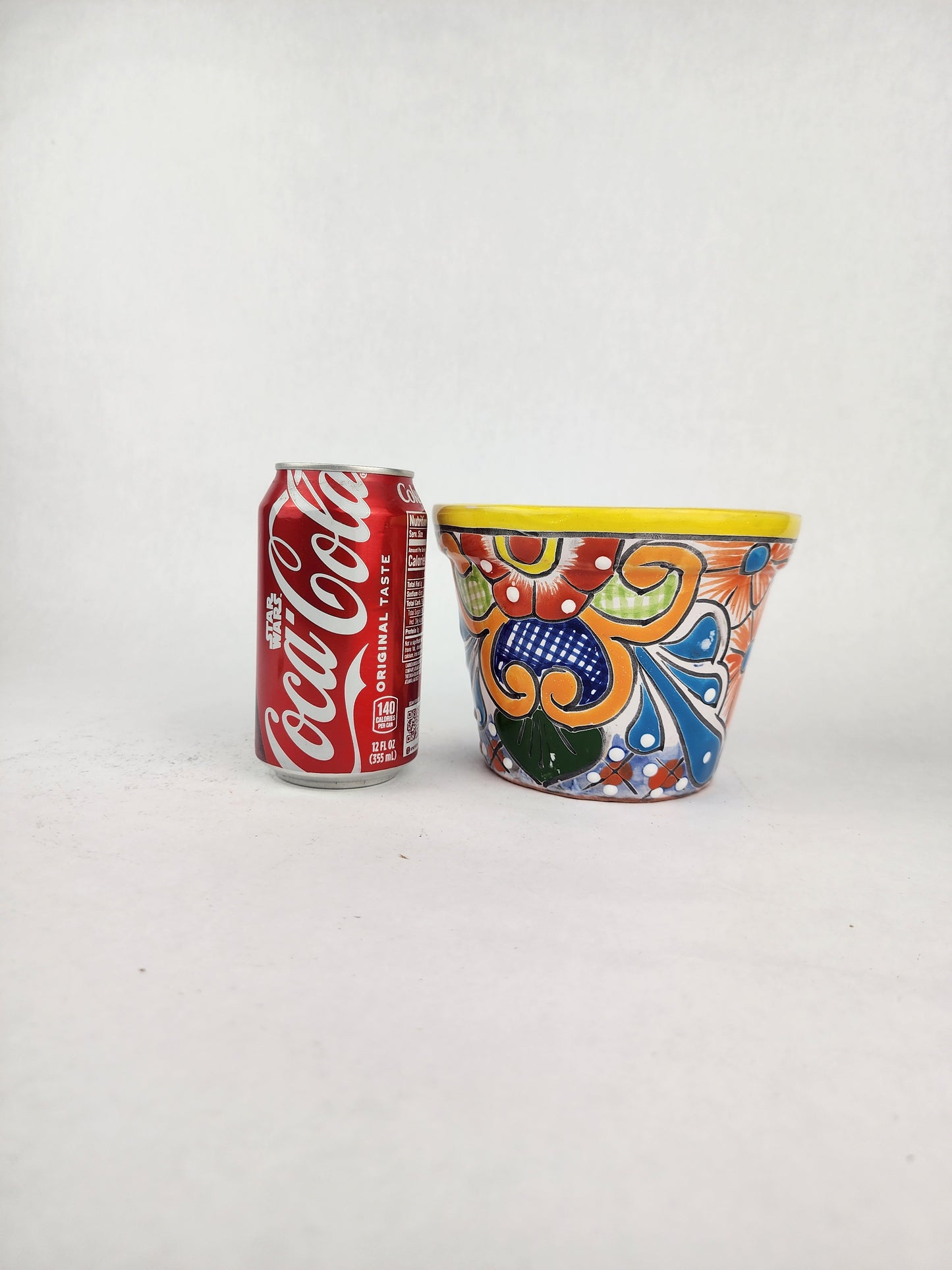 Yellow Rim Talavera-Style Ceramic Planter 6" | Decorative Flower Pot