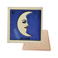 La Luna #23 Loteria ceramic coaster with moon artwork and cork-backed reverse on a white background
