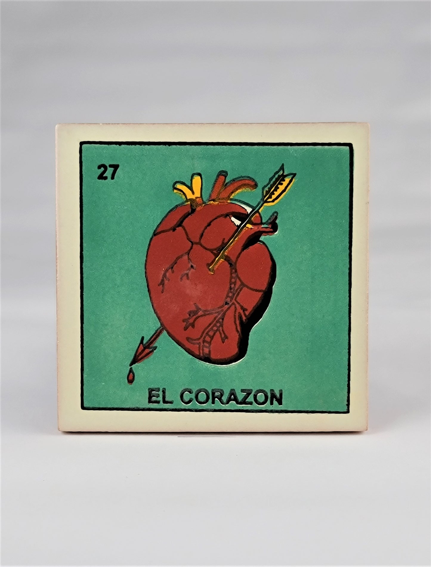 El Corazón #27 Mexican Lotería decorative ceramic tile