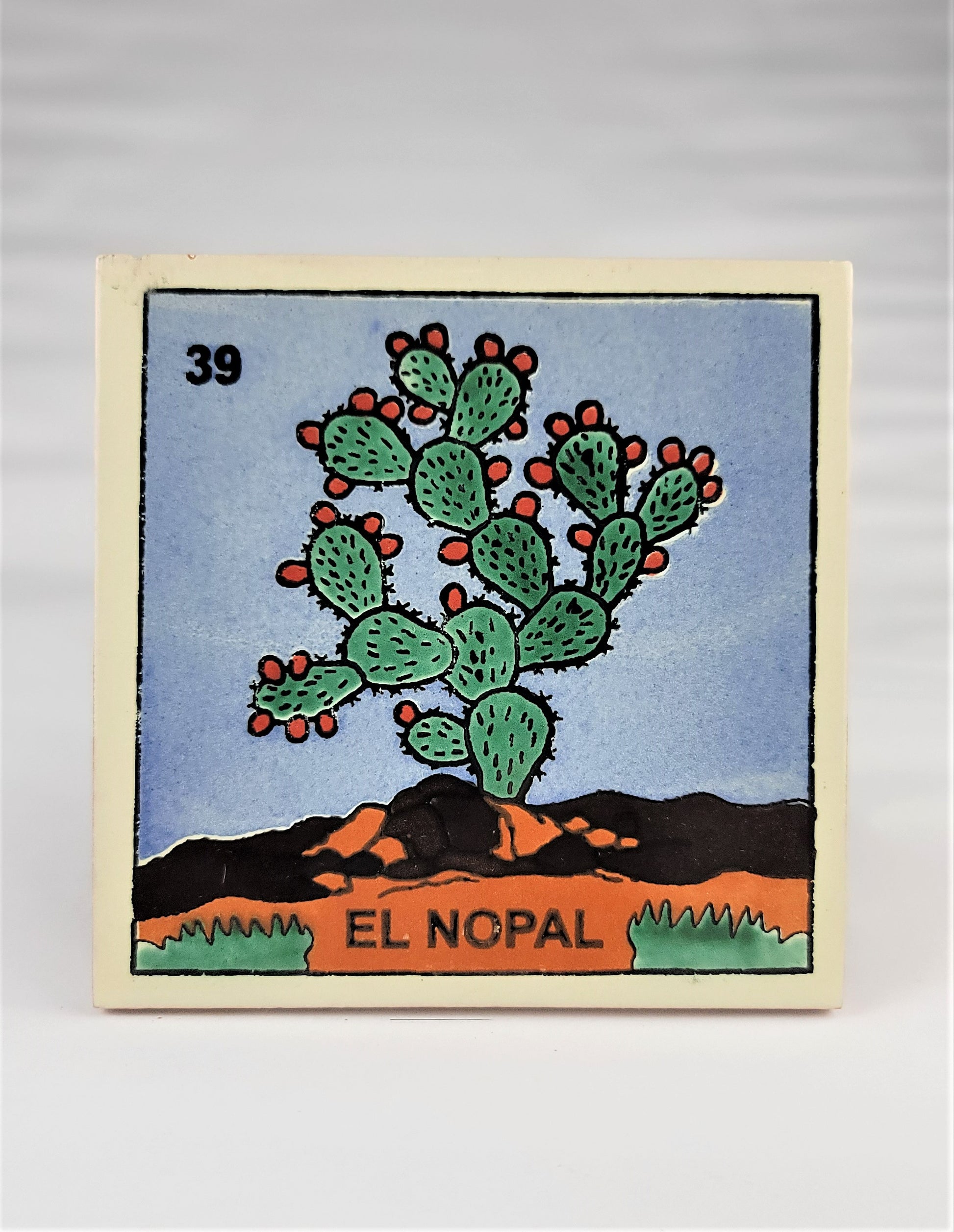 El Nopal #39 Mexican Lotería decorative ceramic tile