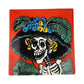 Red orange Catrina Portrait ceramic tile with floral hat and Mexican folk art design