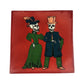 Red Skeleton Couple Standing ceramic tile with Mexican folk art design
Low side view: