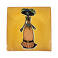 Mustard yellow Catrina ceramic tile with Mexican folk art design