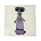 White Catrina ceramic tile with purple dress and Mexican folk art design