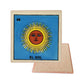 El Sol #46 Loteria ceramic coaster with sun card artwork and cork-backed reverse on a white background
