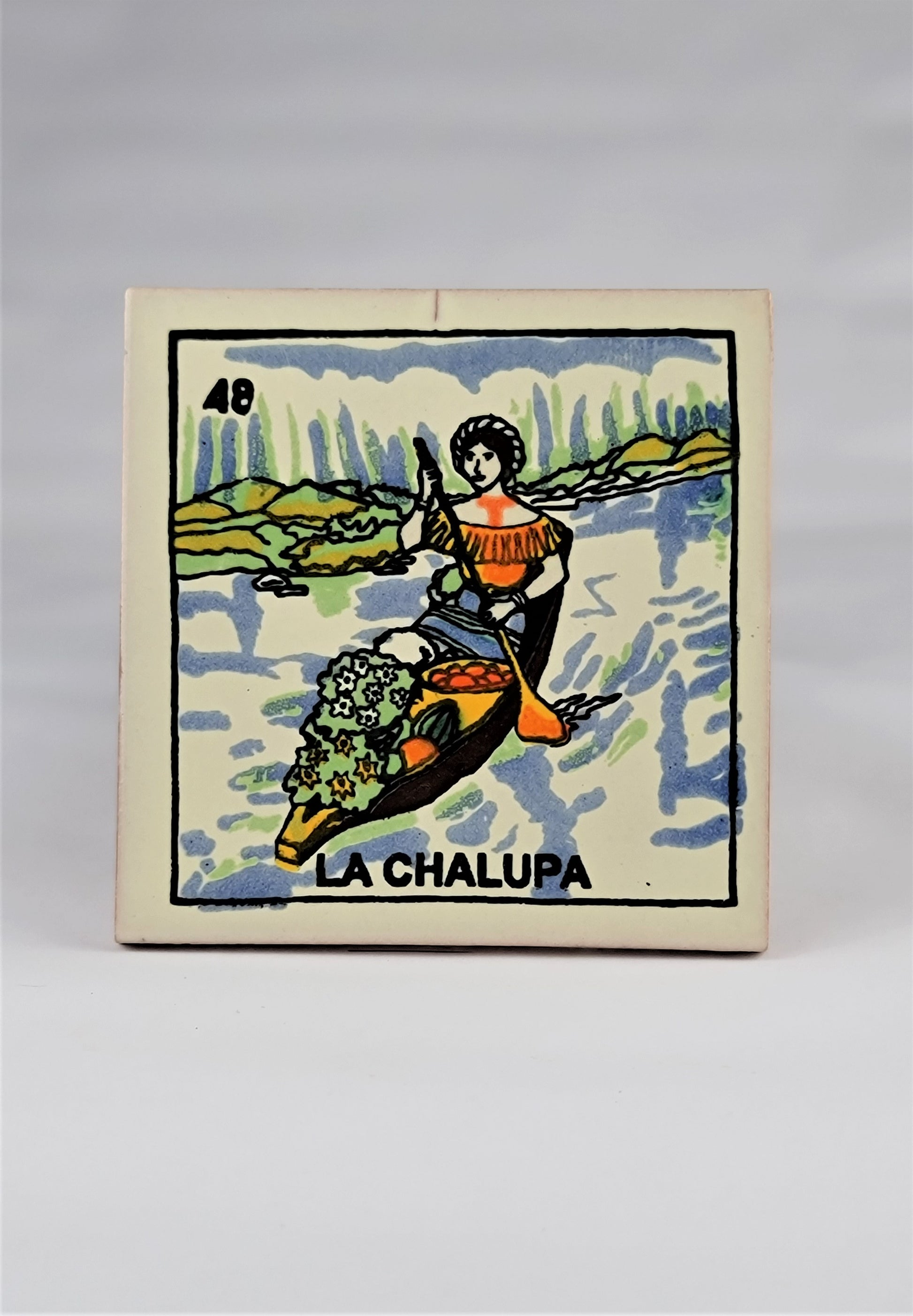 La Chalupa #48 Mexican Lotería decorative ceramic tile