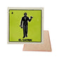 El Catrin #4 Loteria ceramic coaster with dapper gentleman artwork and cork-backed reverse on a white background
