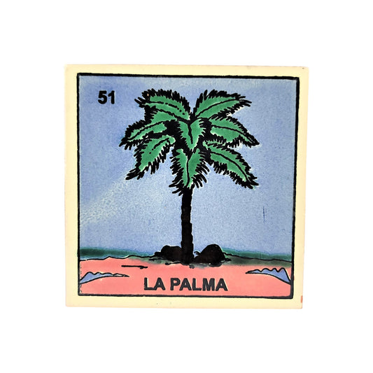 Lotería Coaster – La Palma #51 | Mexican Ceramic Folk Art Décor