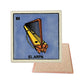 El Arpa #53 Loteria ceramic coaster with harp card artwork and cork-backed reverse on a white background
