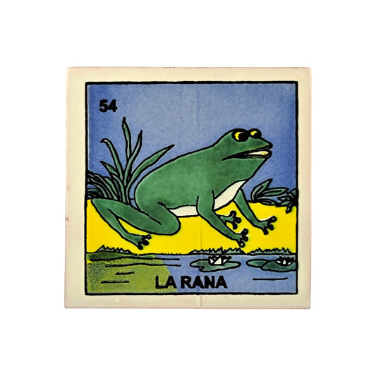Lotería Coaster – La Rana #54 | Mexican Ceramic Folk Art Décor