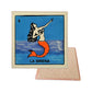 La Sirena #6 Loteria ceramic coaster with mermaid artwork and cork-backed reverse on a white background
