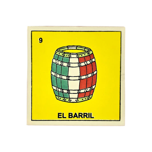 Lotería Coaster – El Barril #9 | Mexican Ceramic Folk Art Décor