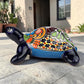 Blue Ceramic Turtle Figurine 11" – Talavera-Style Mexican Folk Art