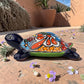 Blue Talavera-Style Ceramic Turtle Figurine 9.5" – Mexican Folk Art Décor