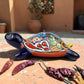 Deep Blue Talavera-Style Turtle Figurine 9.5" – Mexican Folk Art Décor