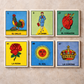 Six-piece Mexican Lotería ceramic tile bundle displayed in a grid