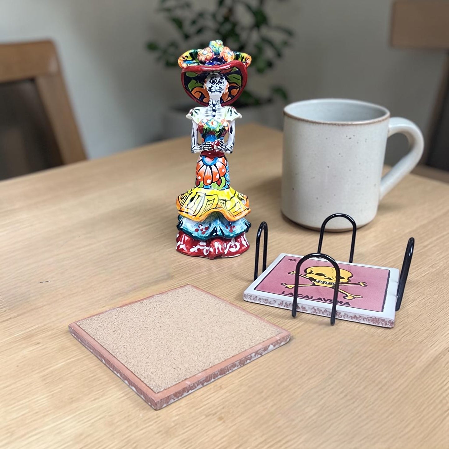 4-Piece Catrina & Lotería Coaster Gift Set – Mexican Folk Art