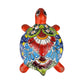 Orange Talavera-Style Ceramic Turtle Figurine 9.5" – Mexican Folk Art Décor