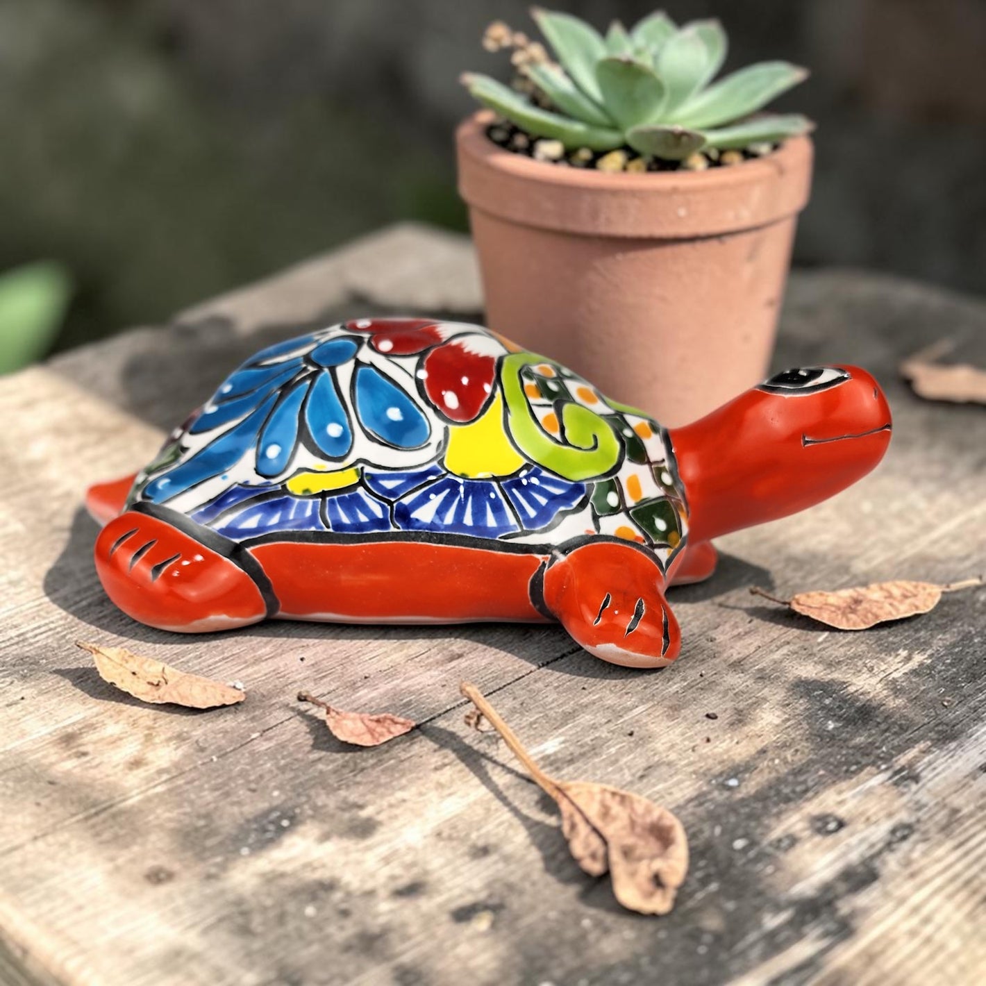 Shop handcrafted Talavera ceramic turtle figurines collection.