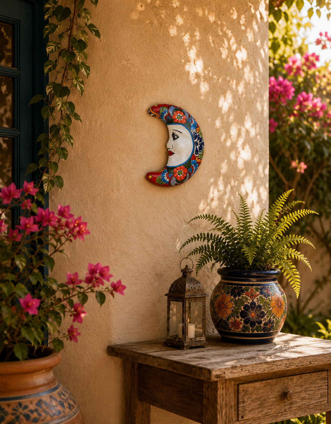 Red Talavera Moon Wall Décor – Mexican Folk Art Accent