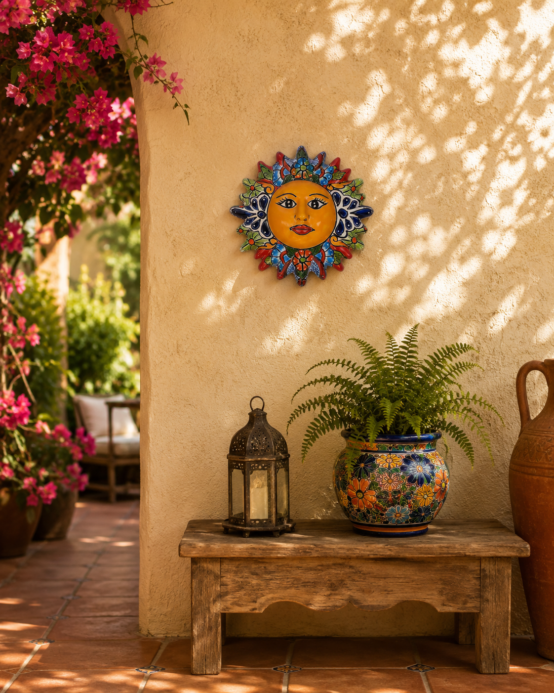 Red Talavera Sun Wall Décor – Mexican Folk Art Accent