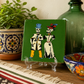 Skeleton Couple Ceramic Tile – Green 4 1/8" Mexican Folk Art