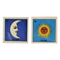 2-piece Mexican Lotería ceramic tile bundle featuring La Luna #23 and El Sol #46 decorative folk art tiles.
