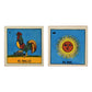 2-piece Mexican Lotería ceramic tile bundle featuring El Gallo #1 and El Sol #46 decorative folk art tiles.