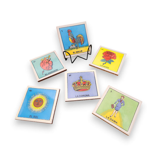 Iconic Classics Lotería Coaster Bundle – Mexican Folk Art (6-Piece)