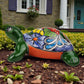 Green Talavera-Style Turtle Figurine 11" – Mexican Ceramic Patio Décor