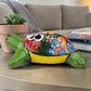 Green Talavera-Style Ceramic Turtle Figurine 8.5" – Mexican Folk Art Décor