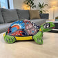 Green Mexican Ceramic Turtle Figurine 8.5" – Talavera-Style Garden Décor