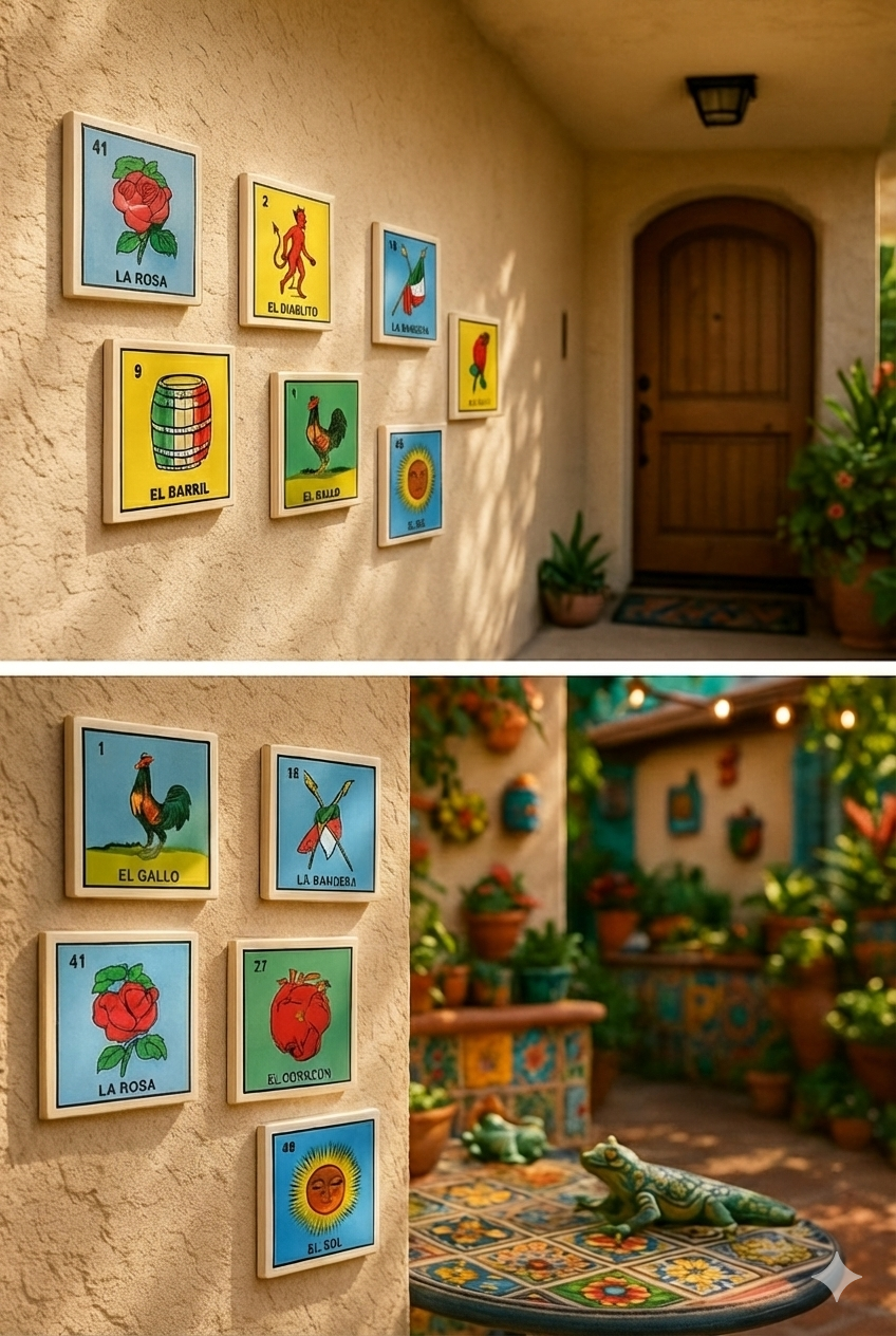 #1 El Gallo Lotería Tile – Mexican Ceramic Folk Art Décor