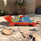 Orange Talavera-Style Ceramic Turtle Figurine 9.5" – Mexican Folk Art Décor