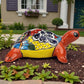 Red Orange Talavera-Style Turtle Figurine 11" – Mexican Ceramic Garden Décor