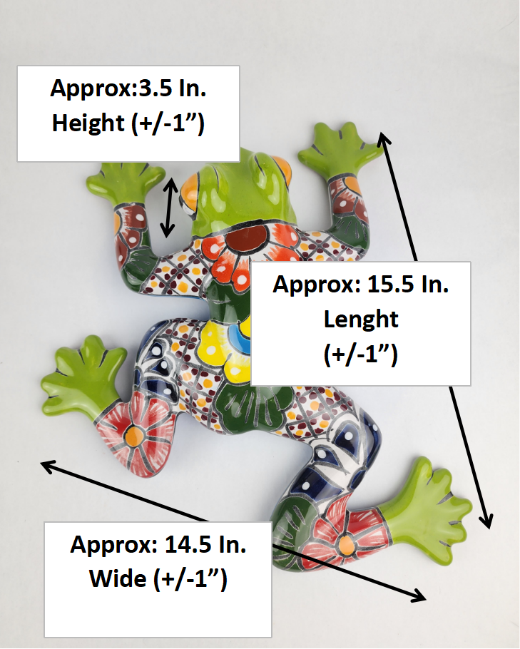 Talavera Style Green Ceramic Frog – Hand-Painted Garden Figurine
