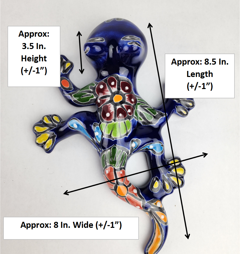 Blue Talavera Salamander – Mexican Folk Art Wall Decor
