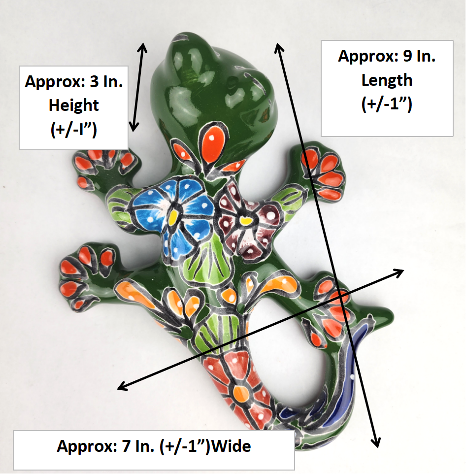 Green Talavera Salamander – Hand-Painted Garden Wall Decor