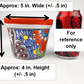 Decorative pot with dimensions labeled next to a can for reference