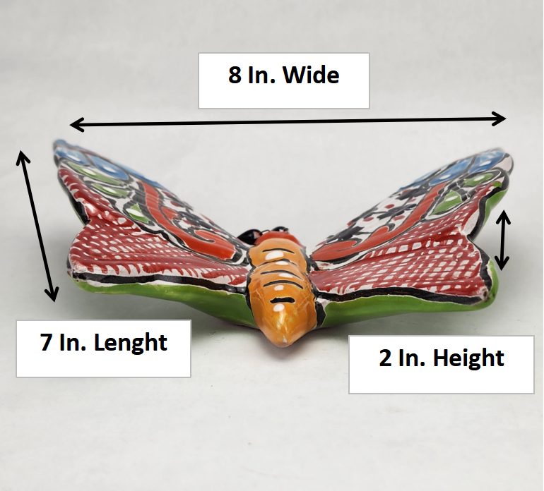 Butterfly Figurine Wall Deco Hand Painted Mexican Talavera