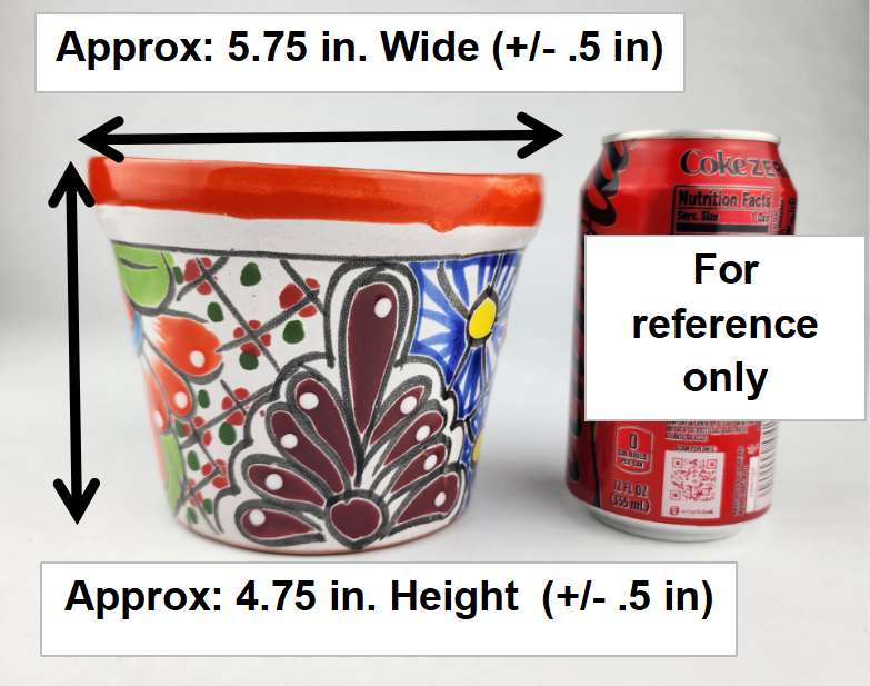 Small Talavera Flower Pot – Orange Rim, Handcrafted in Mexico