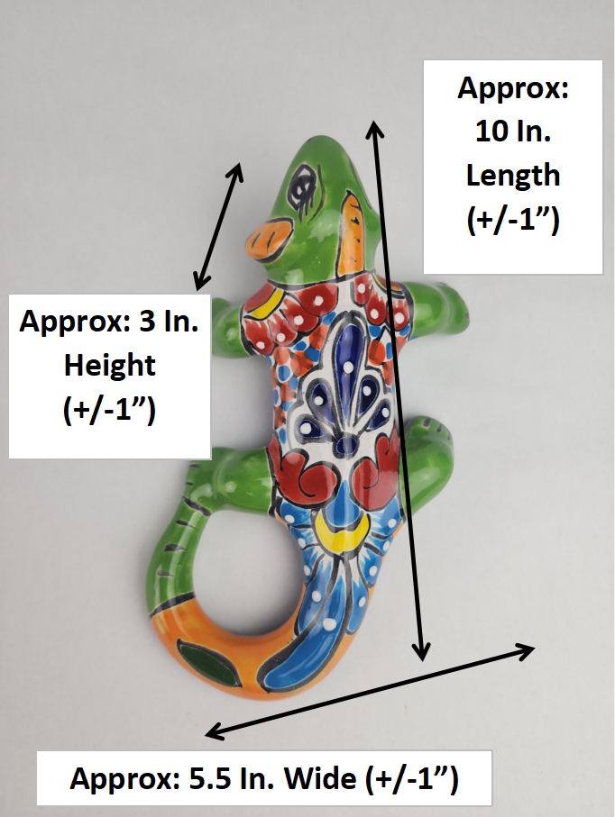 Green Talavera Iguana – Handcrafted Mexican Folk Art