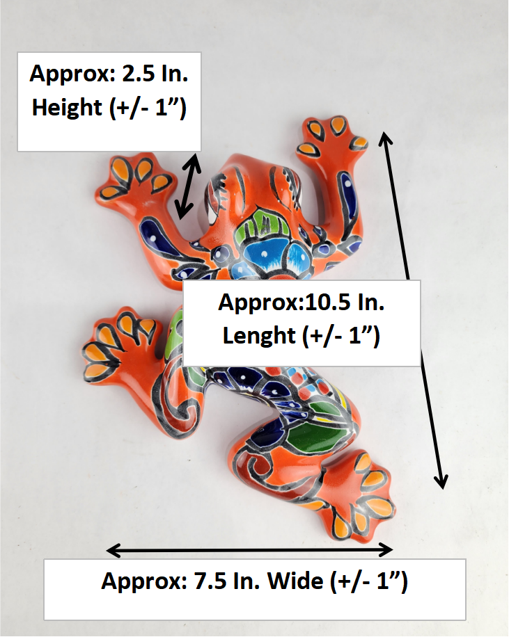 Orange Talavera-Style Frog – Handcrafted Mexican Folk Art Décor