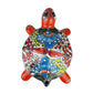 Talavera-Style Ceramic Turtle Figurine | Red-Orange & Multicolor Mexican Folk Art