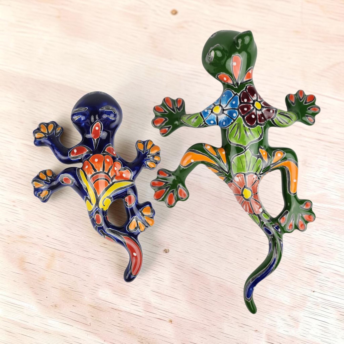 2-Piece Salamander Wall Decor Set – Mexican Ceramic Folk Art