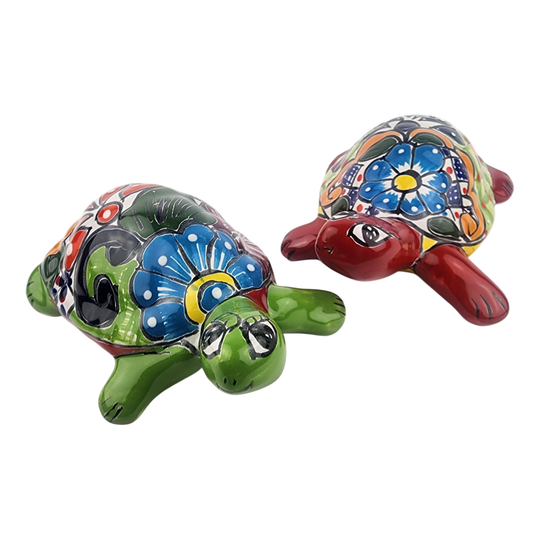Talavera Turtle Pair — Garden Decor Set (2-Piece) | Handcrafted Mexican Ceramic Folk Art