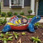 Sky Blue Talavera-Style Turtle Figurine 11" – Mexican Ceramic Garden Accent
