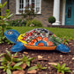 Sky Blue Talavera-Style Turtle Figurine 9.5" – Mexican Folk Art Accent
