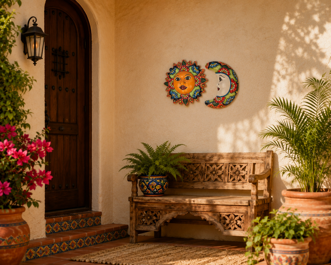 Talavera Sun & Moon Wall Décor Set – Mexican Folk Art Collection