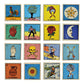 16-piece Mexican Lotería ceramic tile bundle featuring El Gallo, El Sol, La Luna, and La Calavera.